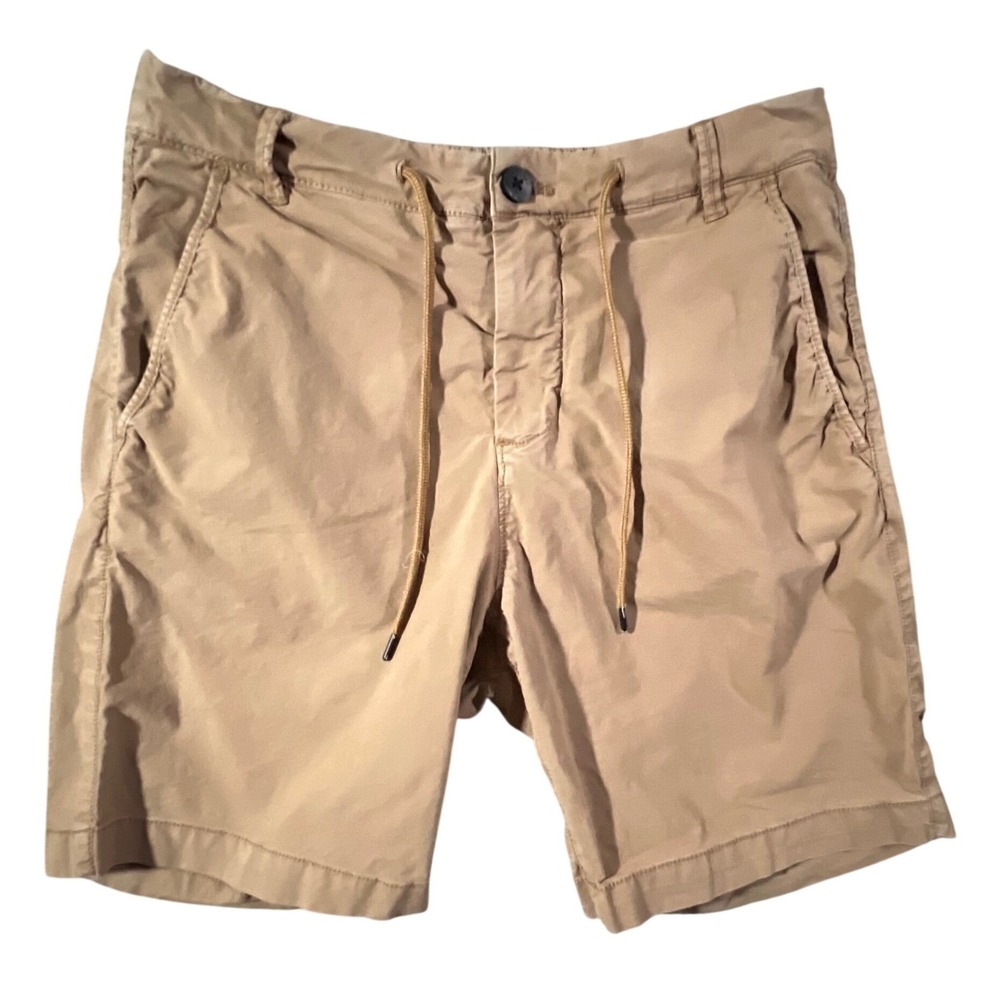 Zara Chino Shorts Men USA‎ S MEX 30 Tan Khaki Drawstring Elastic Waist Stretch